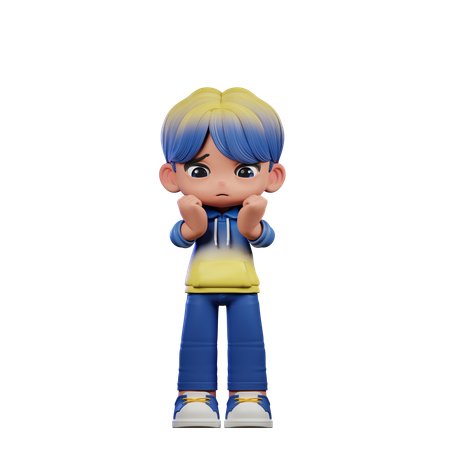 Cute Boy Giving Worried Pose  3D Illustration