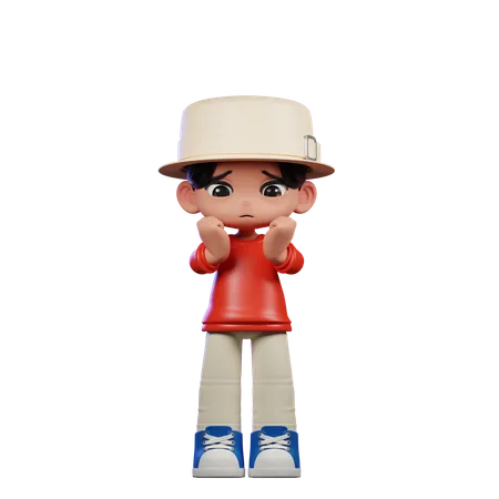 Cute Boy Giving Worried Pose  3D Illustration