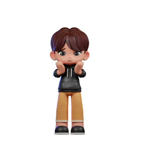 Cute Boy Giving Worried Pose  3D Illustration