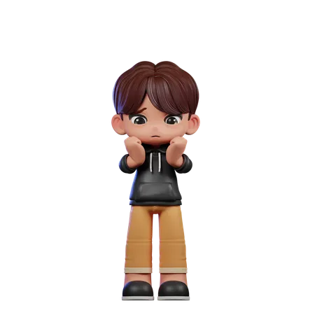 Cute Boy Giving Worried Pose  3D Illustration