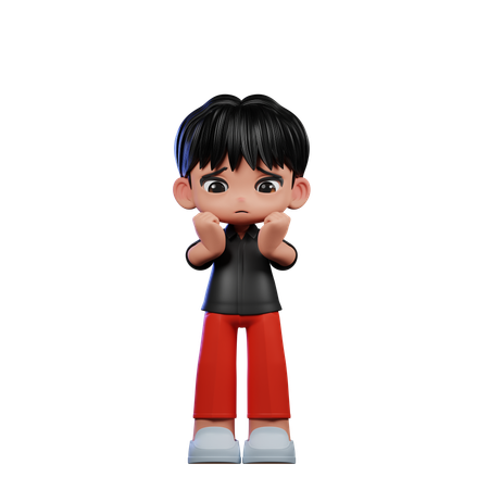 Cute Boy Giving Worried Pose  3D Illustration