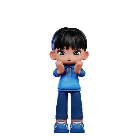 Cute Boy Giving Worried Pose  3D Illustration