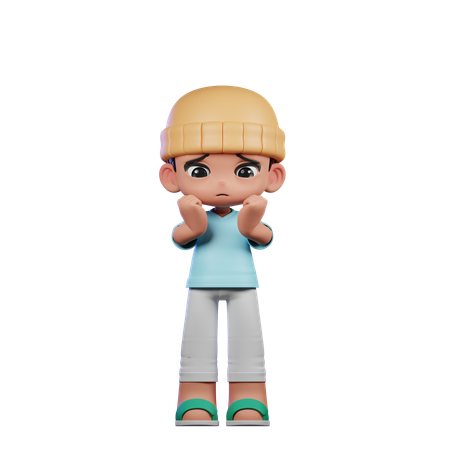 Cute Boy Giving Worried Pose  3D Illustration