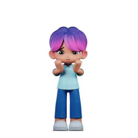 Cute Boy Giving Worried Pose  3D Illustration