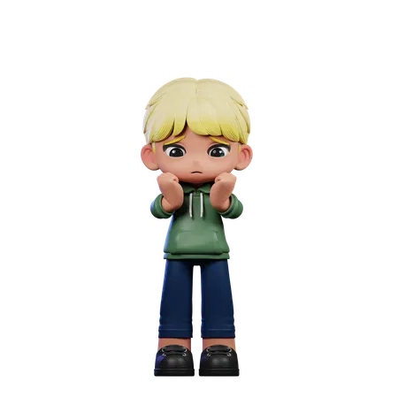 Cute Boy Giving Worried Pose  3D Illustration