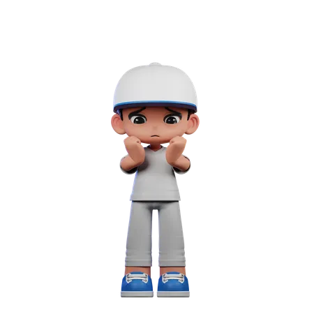 Cute Boy Giving Worried Pose  3D Illustration