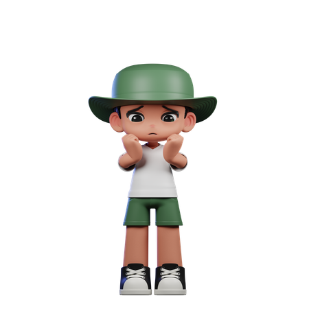 Cute Boy Giving Worried Pose  3D Illustration