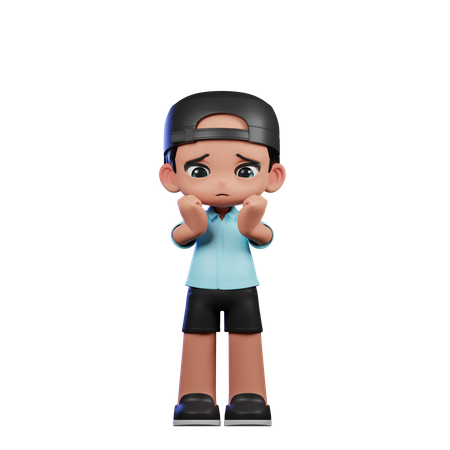 Cute Boy Giving Worried Pose  3D Illustration