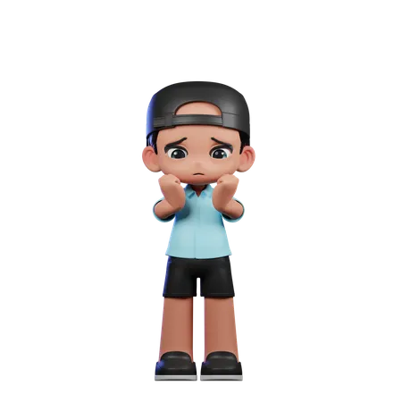 Cute Boy Giving Worried Pose  3D Illustration