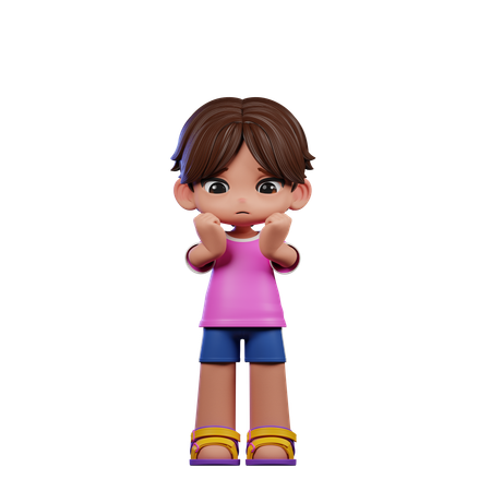 Cute Boy Giving Worried Pose  3D Illustration