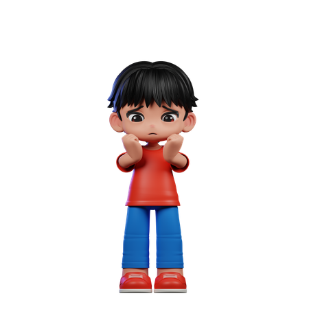 Cute Boy Giving Worried Pose  3D Illustration