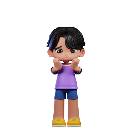 Cute Boy Giving Worried Pose  3D Illustration