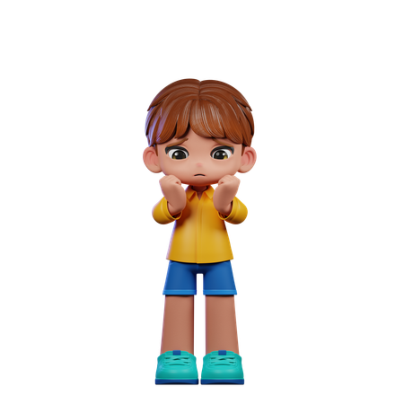 Cute Boy Giving Worried Pose  3D Illustration