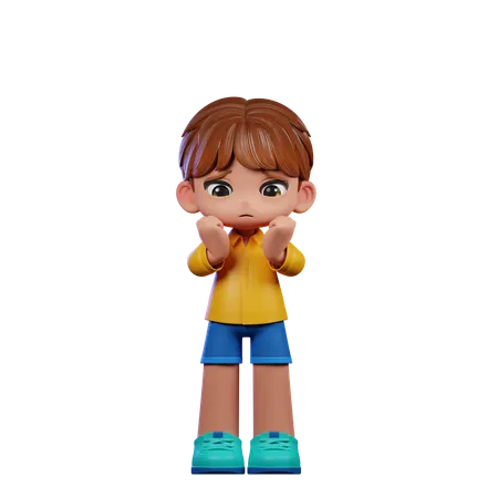 Cute Boy Giving Worried Pose  3D Illustration