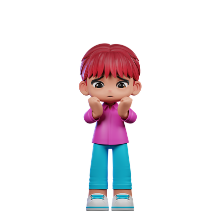 Cute Boy Giving Worried Pose  3D Illustration