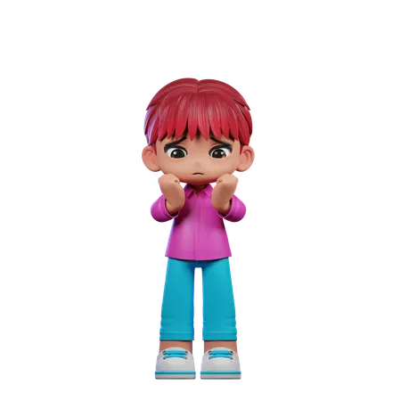 Cute Boy Giving Worried Pose  3D Illustration