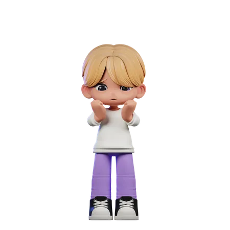 Cute Boy Giving Worried Pose  3D Illustration