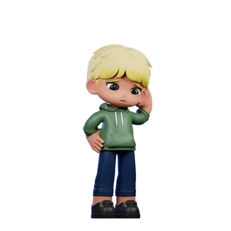Cute Boy Giving Worry Pose  3D Illustration