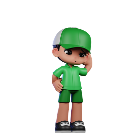 Cute Boy Giving Worry Pose  3D Illustration