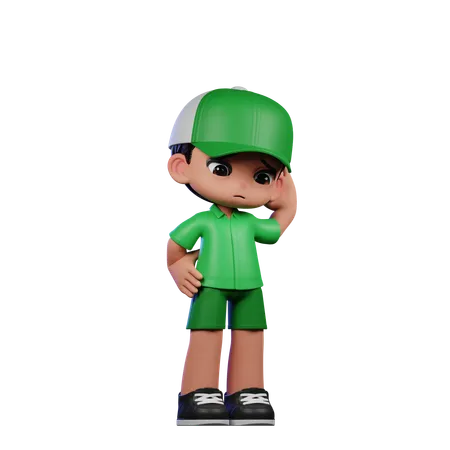 Cute Boy Giving Worry Pose  3D Illustration