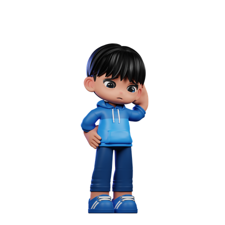 Cute Boy Giving Worry Pose  3D Illustration