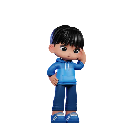 Cute Boy Giving Worry Pose  3D Illustration