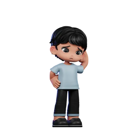 Cute Boy Giving Worry Pose  3D Illustration