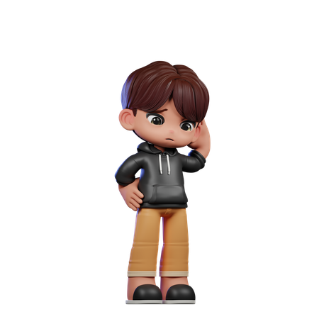 Cute Boy Giving Worry Pose  3D Illustration