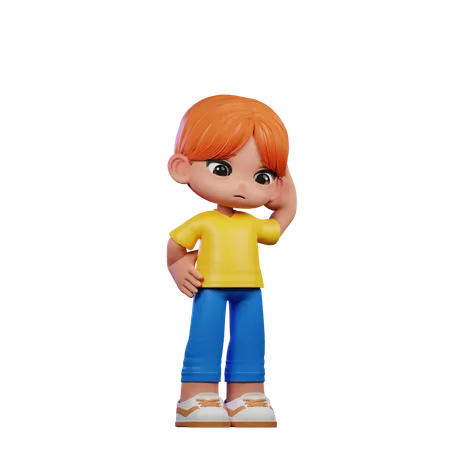 Cute Boy Giving Worry Pose  3D Illustration