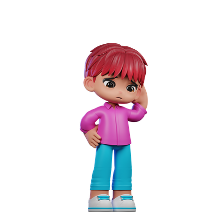 Cute Boy Giving Worry Pose  3D Illustration