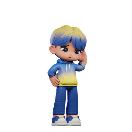 Cute Boy Giving Worry Pose  3D Illustration