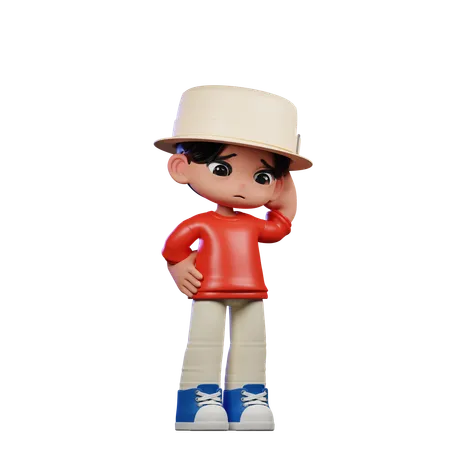 Cute Boy Giving Worry Pose  3D Illustration