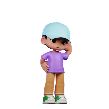 Cute Boy Giving Worry Pose  3D Illustration