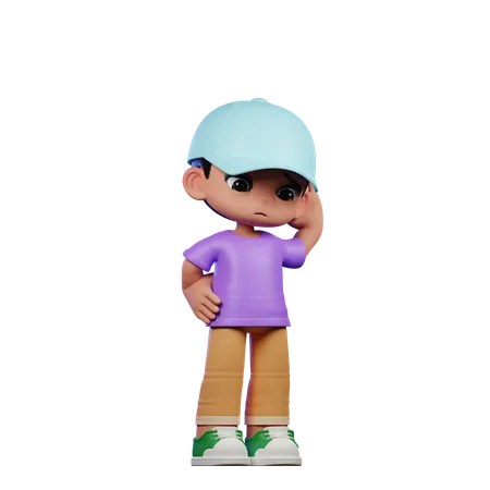 Cute Boy Giving Worry Pose  3D Illustration