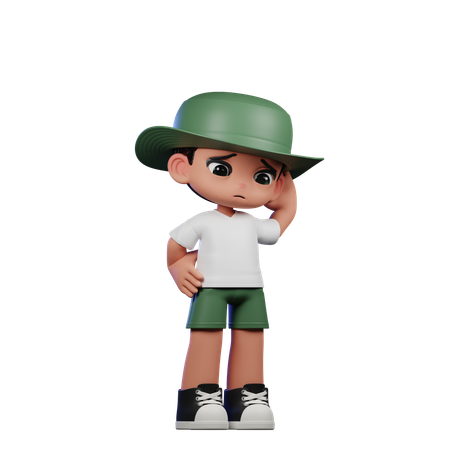 Cute Boy Giving Worry Pose  3D Illustration