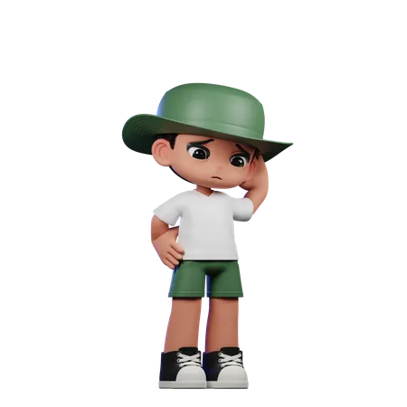 Cute Boy Giving Worry Pose  3D Illustration