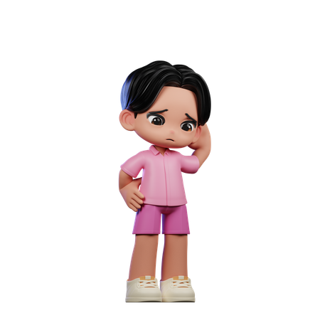 Cute Boy Giving Worry Pose  3D Illustration