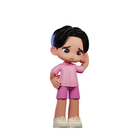 Cute Boy Giving Worry Pose  3D Illustration