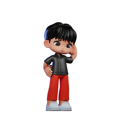 Cute Boy Giving Worry Pose  3D Illustration