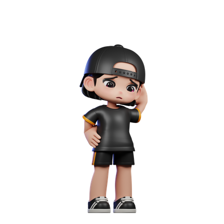 Cute Boy Giving Worry Pose  3D Illustration