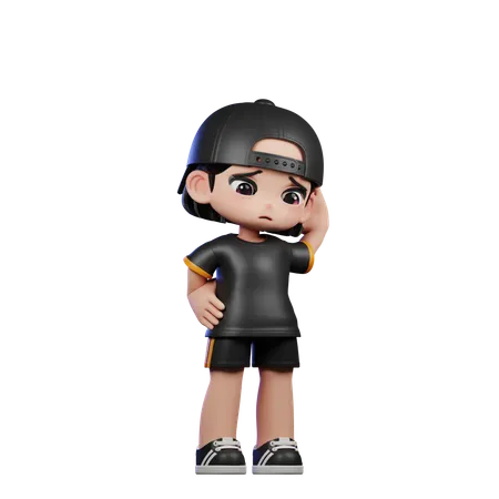 Cute Boy Giving Worry Pose  3D Illustration