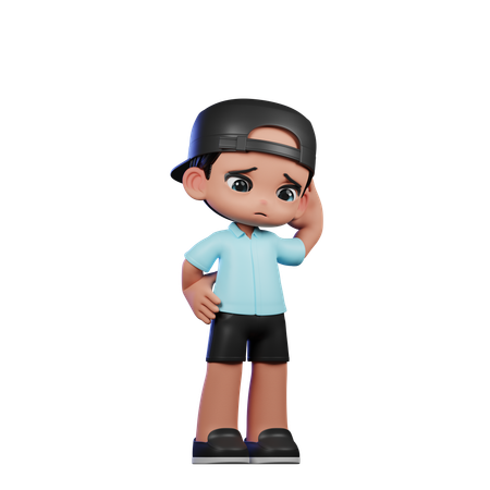 Cute Boy Giving Worry Pose  3D Illustration