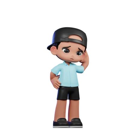 Cute Boy Giving Worry Pose  3D Illustration