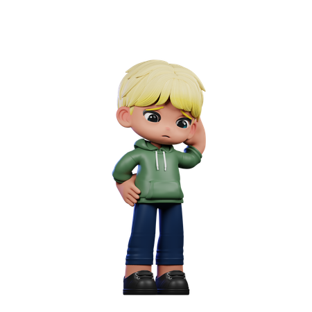 Cute Boy Giving Worry Pose  3D Illustration