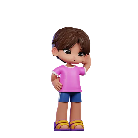 Cute Boy Giving Worry Pose  3D Illustration