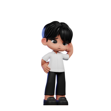 Cute Boy Giving Worry Pose  3D Illustration