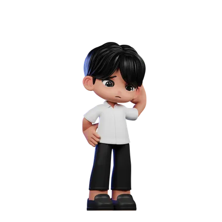 Cute Boy Giving Worry Pose  3D Illustration