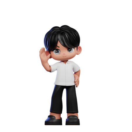 Cute Boy Greeting Pose  3D Illustration