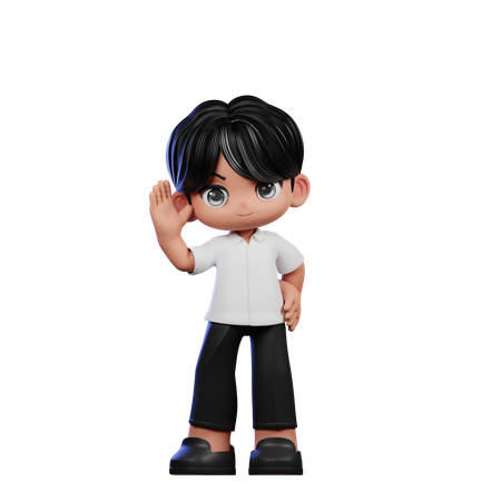 Cute Boy Greeting Pose  3D Illustration