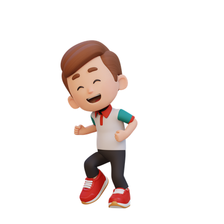 Cute Boy Happy And Dancing  3D Illustration
